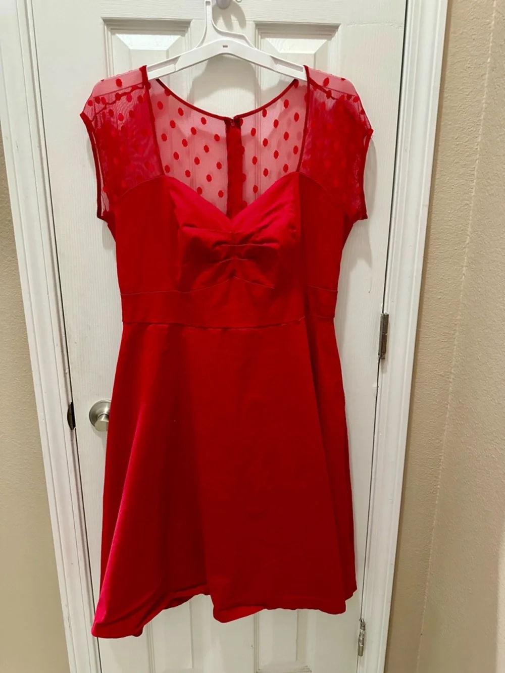Torrid Red polka dot lace sweetheart swing dress size 16 - Picture 2 of 12